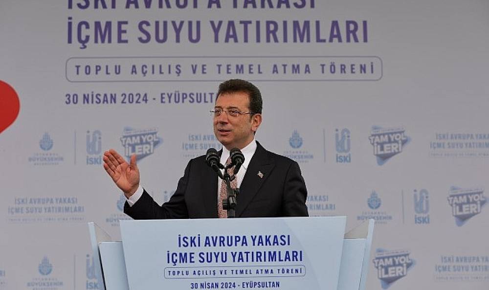 İBB Başkanı Ekrem İmamoğlu, Avrupa yakasındaki ilçelerin içme suyuyla ilgili sorunlarını çözen ve çözecek olan İSKİ yatırımlarının açılışlarını yapıp, temellerini attı