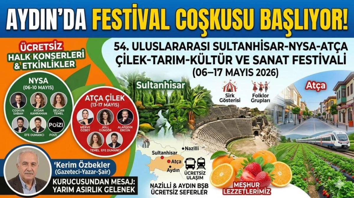 AYDIN'DA FESTİVAL COŞKUSU: 54. NYSA FESTİVALİ VE AT&Ccedil;A &Ccedil;İLEK FESTİVALİ BAŞLIYOR!