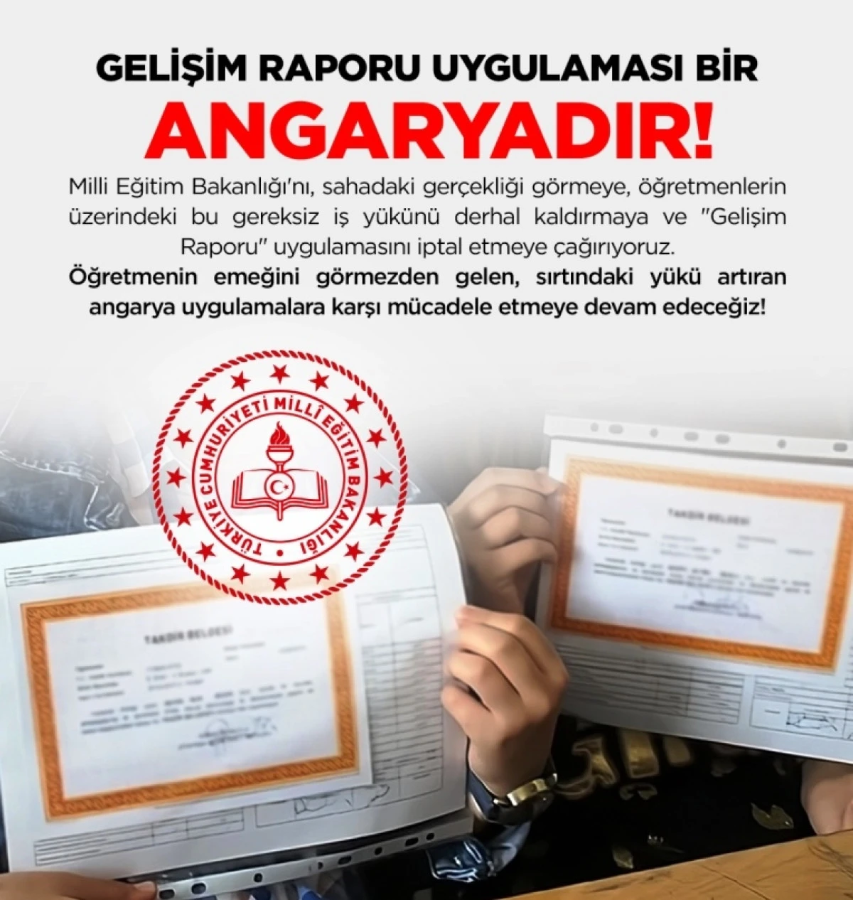 Eğitim-İş&rsquo;ten MEB&rsquo;e Tepki: &ldquo;Gelişim Raporu &Ouml;ğretmene Angaryadır&rdquo;