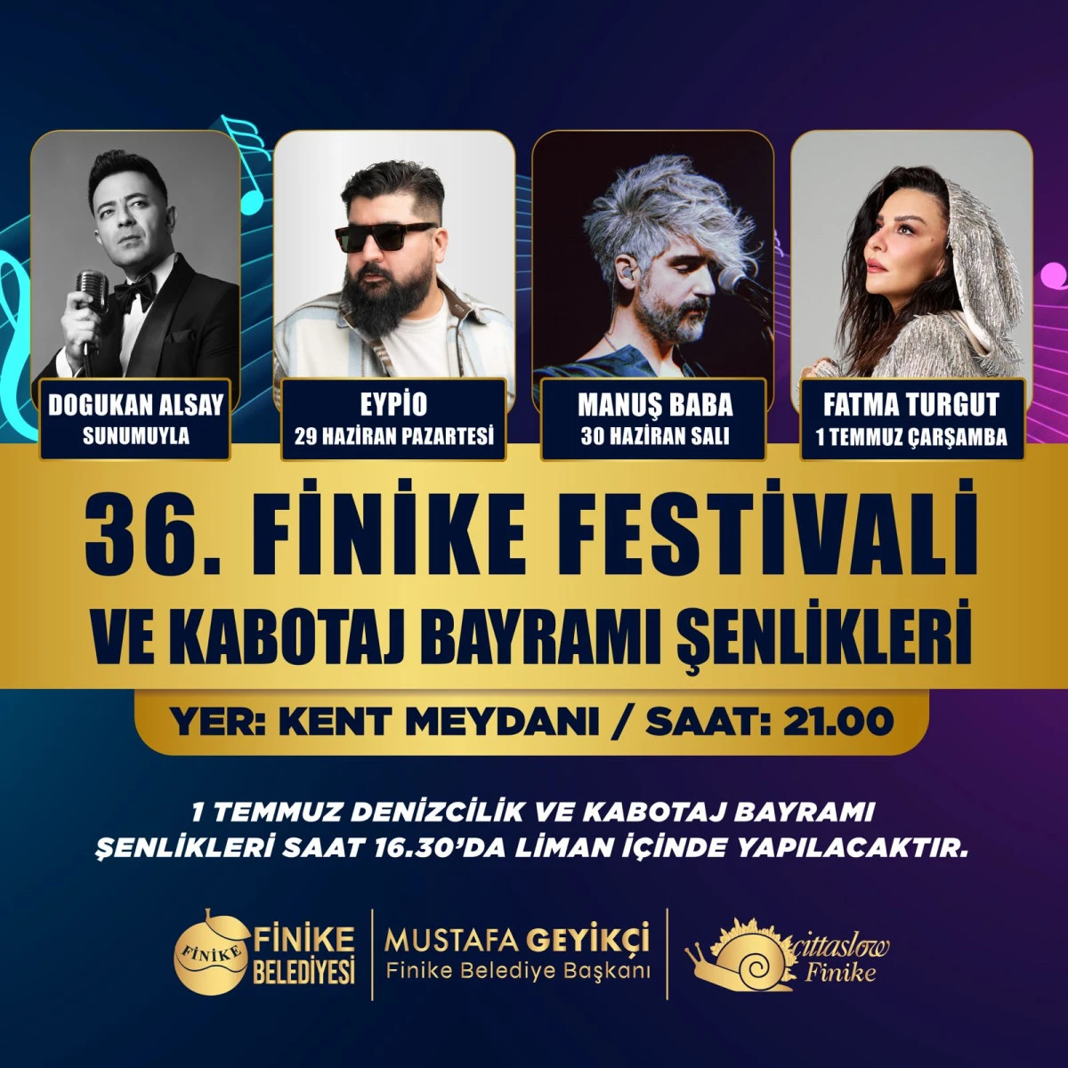 Finike&rsquo;de &Ccedil;ifte Coşku: 36. Finike Festivali ve Kabotaj Bayramı Şenlikleri Başlıyor!