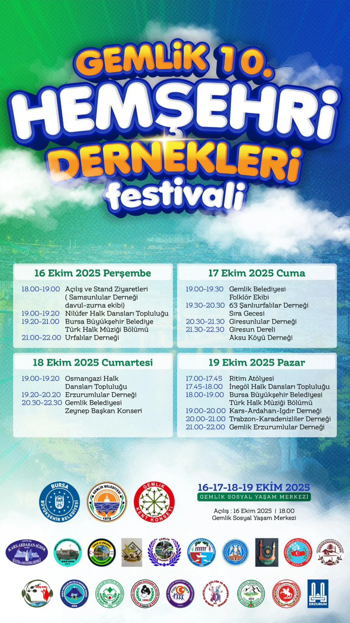 GEMLİK 10. HEMŞEHRİ DERNEKLERİ FESTİVALİ BAŞLIYOR