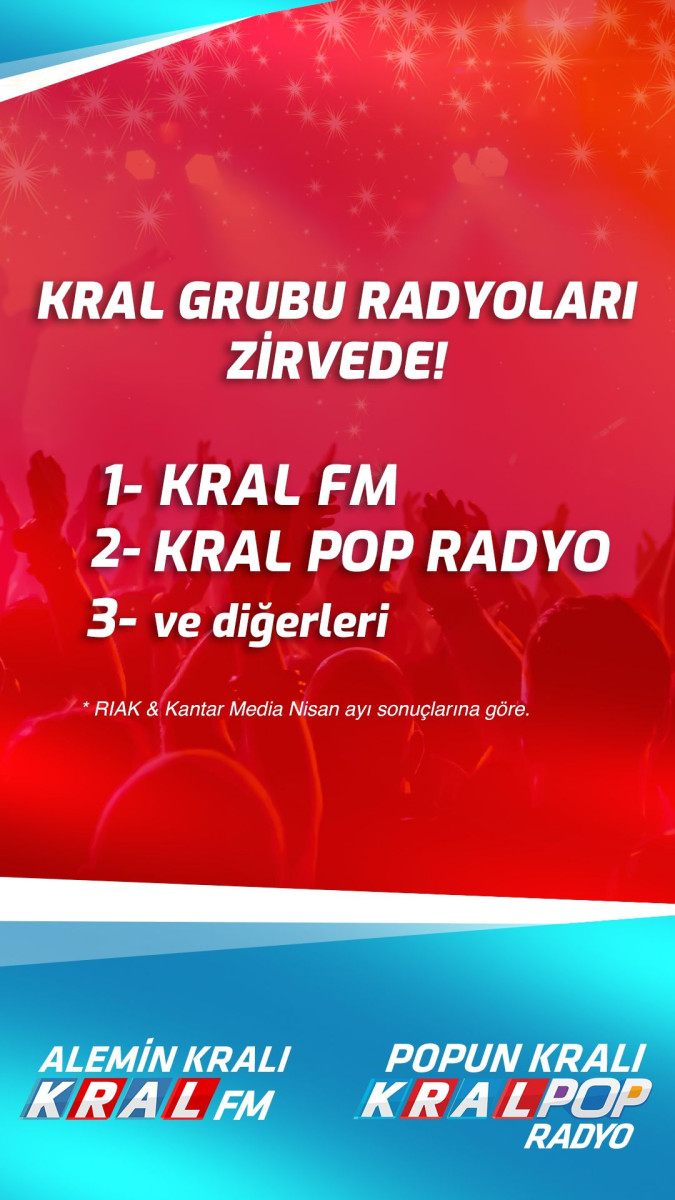 KRAL POP RADYO, yıllardır zirvenin tek sahibi olan KRAL FM’in ardından 2. sırada!