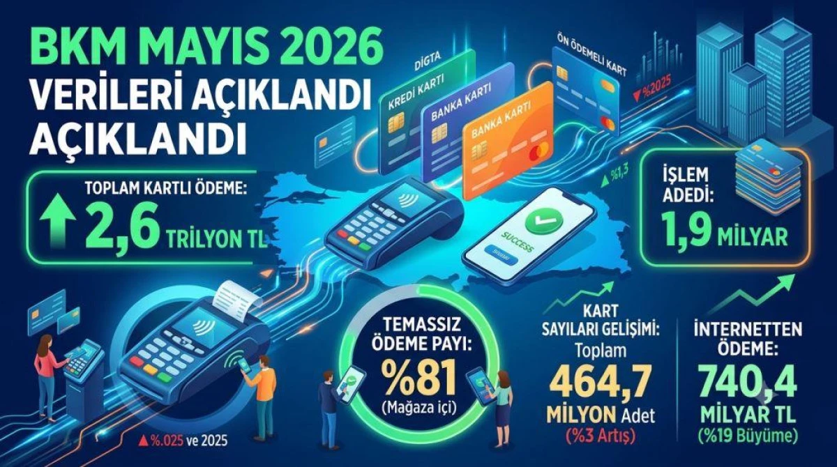 T&uuml;rkiye Kartlı &Ouml;demelerde B&uuml;y&uuml;meye Devam Ediyor: Mayıs Ayında 2,6 Trilyon TL'lik Rekor Hacim!